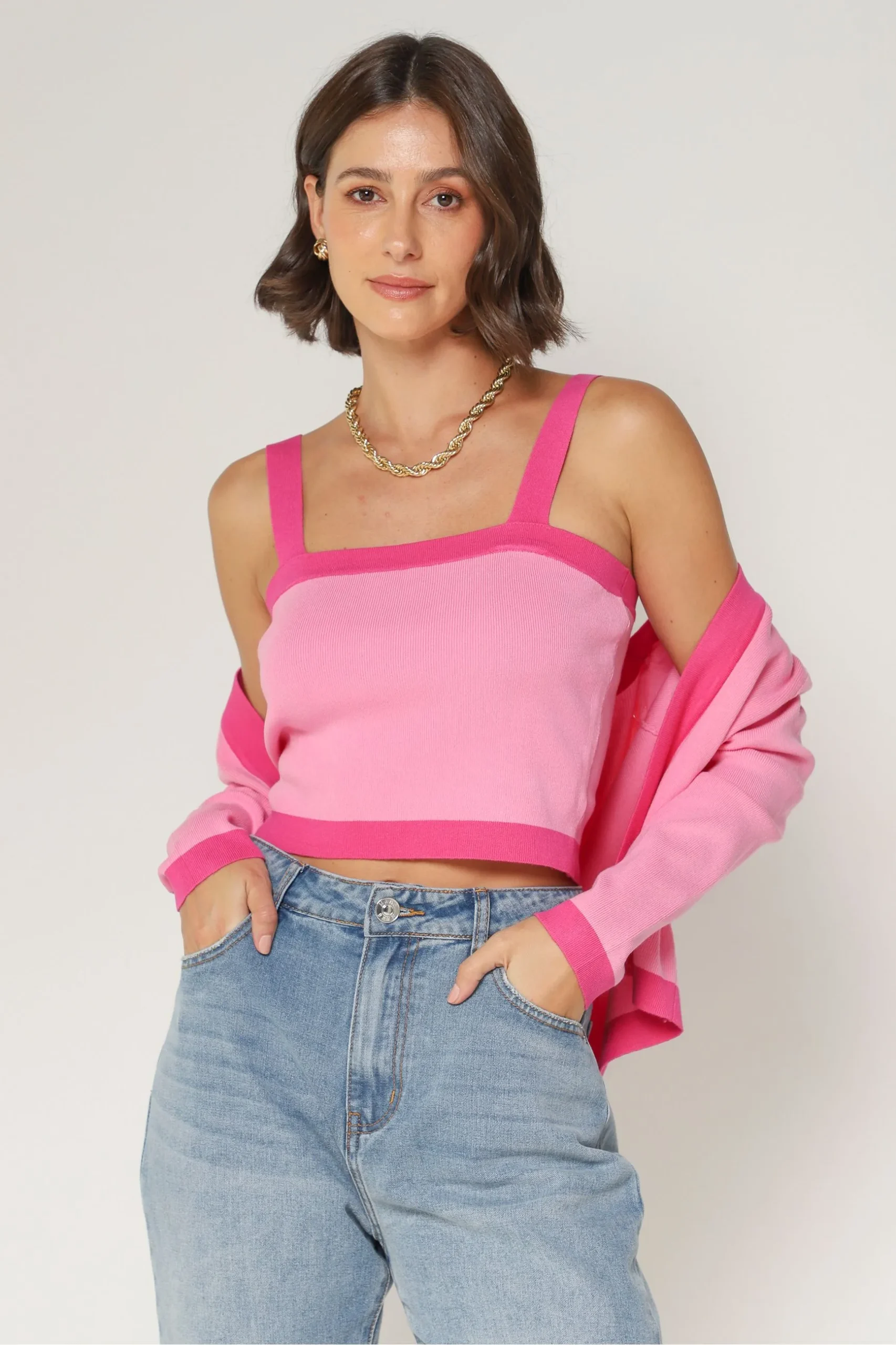 Twin Set Tricot Trama Rendada ROSA
