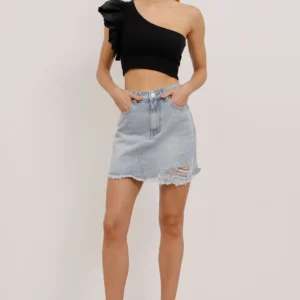 SAIA JEANS CURTA DESTROYED FRONTAL AZUL CLARO