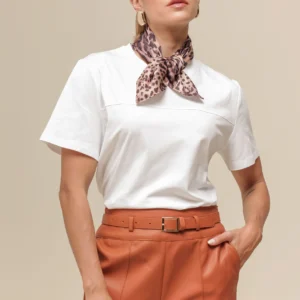 BLUSA DE MALHA COM LENÇO DE ONCINHA OFF-WHITE