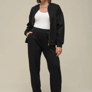 CONJUNTO MOLETOM COM ZÍPER PRETO