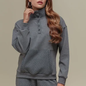 BLUSA MOLETOM DETALHE MATELASSÊ MESCLA