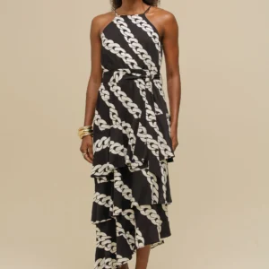VESTIDO ESTAMPADO CORRENTE PRETO