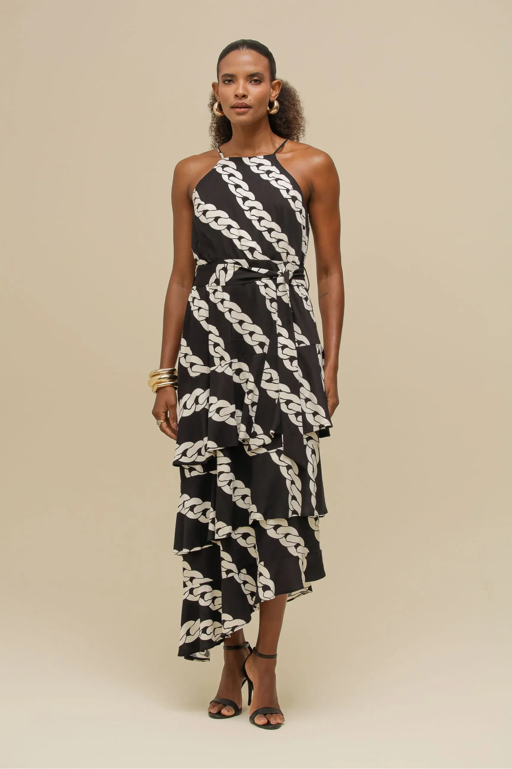 VESTIDO ESTAMPADO CORRENTE PRETO