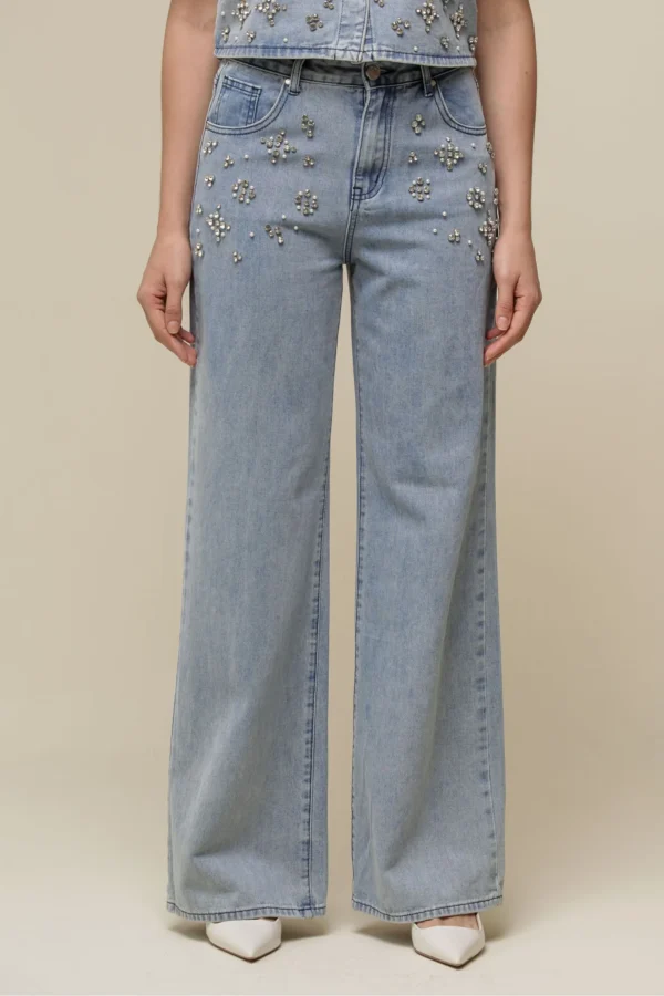Calça Jeans Reta Bordada JEANS - Imagem 2