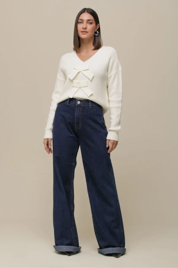 Calça Wide Leg Jeans MARINHO